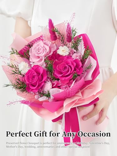 Flomoon Preserved Flowers Bouquet, Forever Flowers for Delivery, Mothers Day Long-Lasting Real Roses Bouquet, Anniversary ...
