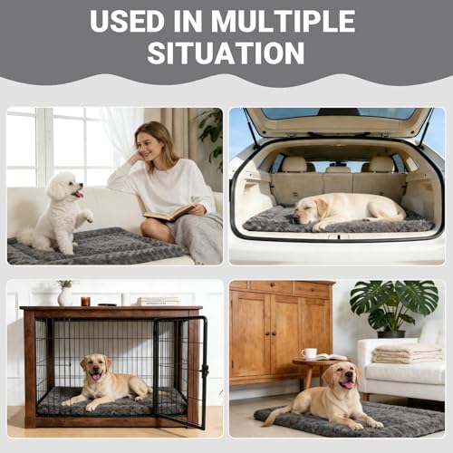 Washable Dog Bed Mat Ultra Soft Dog Crate Pad Comfy Fluffy Pet Kennel Beds Dog Sleeping Mattress for Large Jumbo Medium Sm...