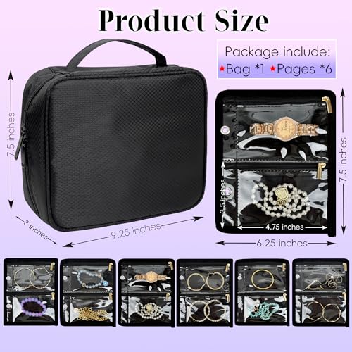 LingLingo Travel Jewelry Organizer Case,Jewelry Bags for Traveling, Jewelry Binder with 24 Pcs Clear Zipper Velvet Pouches...
