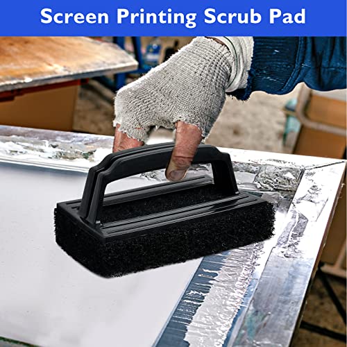 Aemygo 10 Pcs Screen Printing Scrub Pad with Handle, Chemical Resistant Screen Print Ink Cleaning Brush, Silkscreen Ink Re...