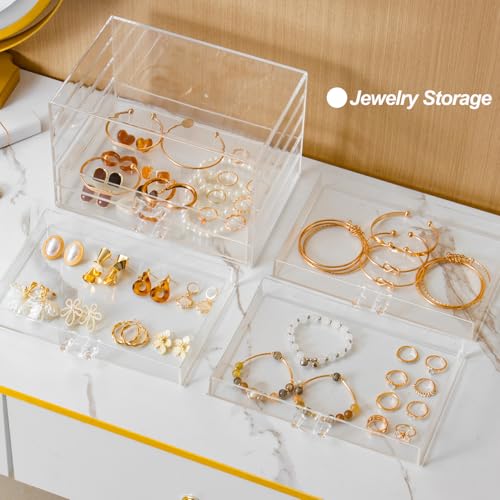 YUFONG Earring Storage Box Organizer 5 Drawers Jewelry Organizer Acrylic Jewelry Storage Box Holder Compartment Transparen...
