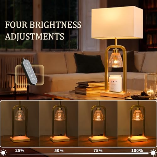 PoKat Gold Table Lamp Candle Warmer, Candle Warmer Lamp with Timer Dimmer, Wax Light Warming Table Lamp for Jar Candles, M...