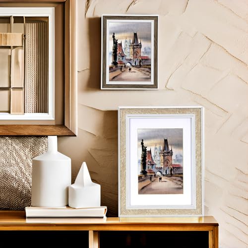 Daofary 4x6 Picture Frame Set of 6, Rustic Farmhouse Photo Frame, Display 3.5x5 with Mat or 4x6 Without Mat for Decorative...