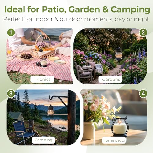 Citronella Candles Outdoor 3 Pack, DEET-Free Soy Wax Candles with Upgraded Metal Lantern Design, Long Burning Lemongrass C...