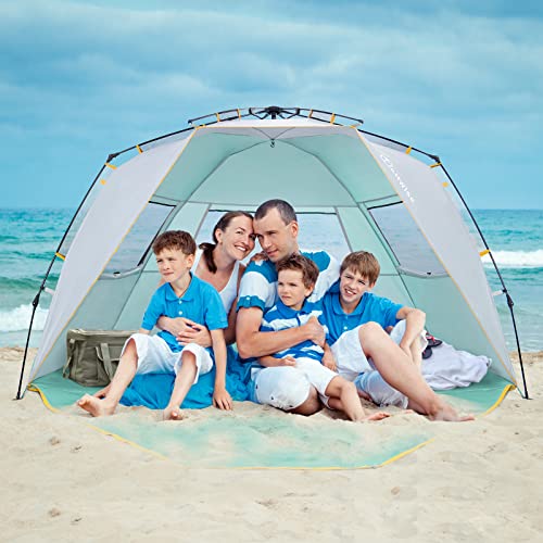 Wolfwise Instant Beach Tent Sun Shelter with Zippered Extendable Porch for Privacy, Portable Beach Tents with Carrying Ba...