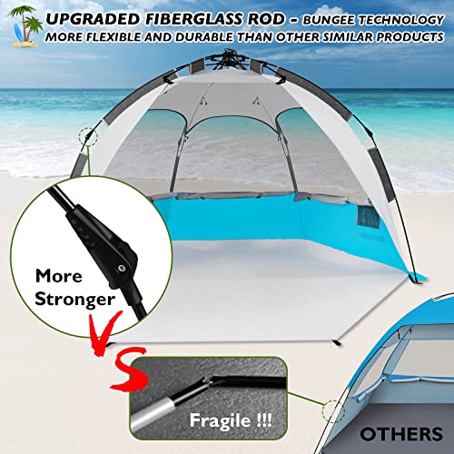 Mansader Beach Tent Pop Up Shade, Instant Beach Tents Sun Shelter with UPF 50+ UV Protection, Lightweight & Easy Setup Tent