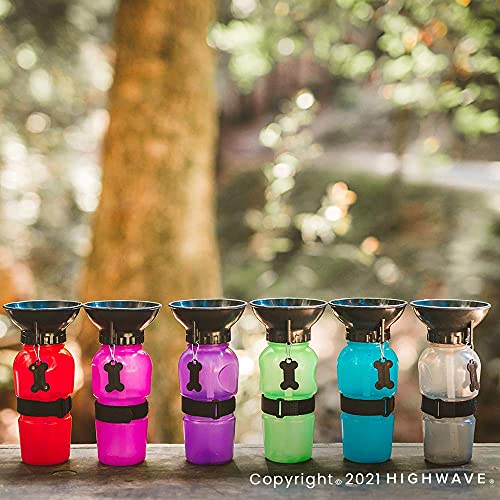 Highwave AutoDogMug Portable Dog Water Bottle, Squeeze Water Bottle with Built-in Travel Bowl for Dogs, Leak-Resistant BP...