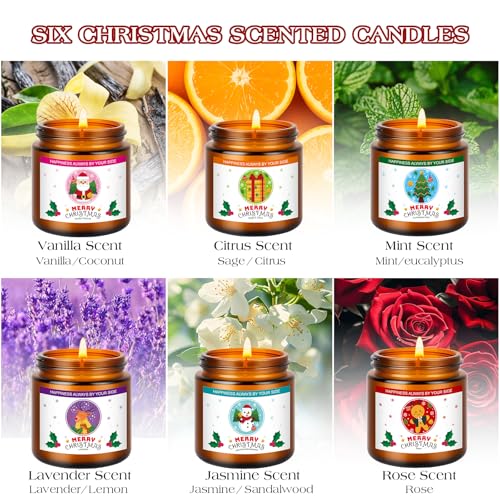 Christmas Candles Set - 6 Pack Christmas Scented Candles Gift Set, Bulk Stocking Stuffers for Coworkers Adults Women,Scent...