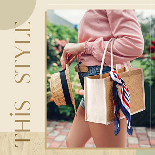 Reginary 16 Pcs Jute Tote Gift Bags Natural Burlap Grocery Shopping Bag Beach Tote with Handle for Bridesmaid Wedding Travel