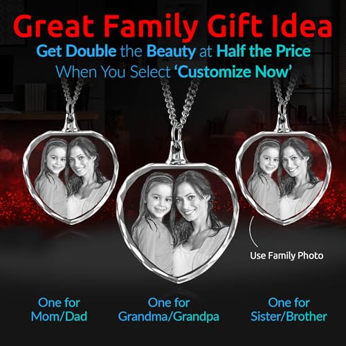 ArtPix 3D Crystal Photo, Personalized Necklace Gift, Custom Mothers Day Gifts for Mom, Women, Wife