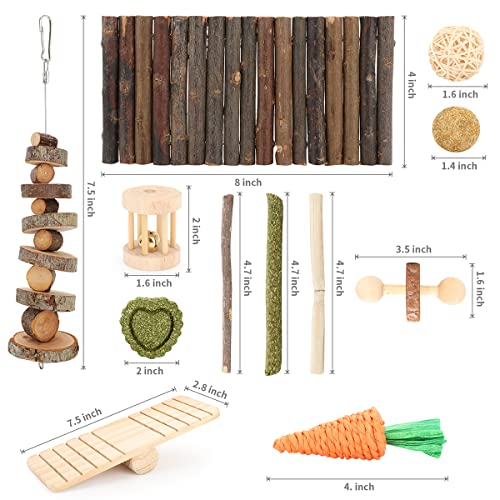 YIXUND Hamster Cage Accessories, 12 Different Chew Toys for Guinea Pig, Chinchillas, Gerbils, Mice, Rats, Mouse, Rabbit, B...