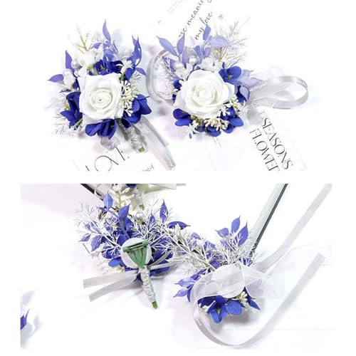 MAFELOE Wrist Corsage and Boutonniere Set for Prom Homecoming Wedding Party Celebration Artificial Flowers Accessories Sui...