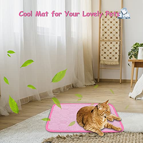 Hilihali 2PCS Rabbit Cooling Mat for Bunny, Summer Cool Bed for Kitten, Guinea Pig, Hamster, Small Animals,Pink