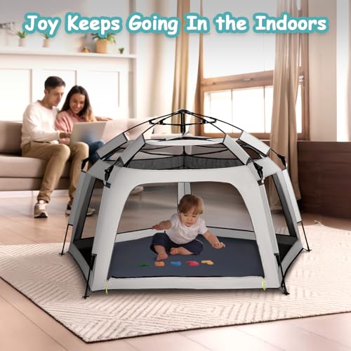 Funsland Baby Playpen Pop-up Tent - Outdoor & Indoor Play Tent for Beach with Canopy Travel Bag Portable Play Yard for Bab...