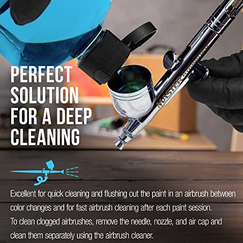 Master Airbrush Cleaner, 16-Ounce Pint Bottle - Fast Acting Cleaning Solution, Quickly Remove Water-Based Acrylic Paint, W...