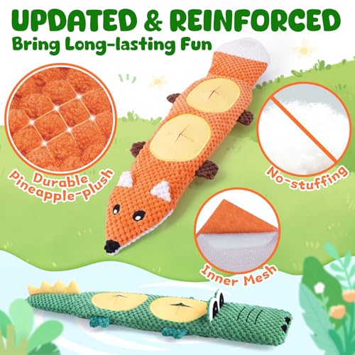 XIUGOAL Dog Toys for Aggressive Chewers, 2 Pack No Stuffing Interactive Dog Toys for Boredom and Teething, Squeaky Chew To...