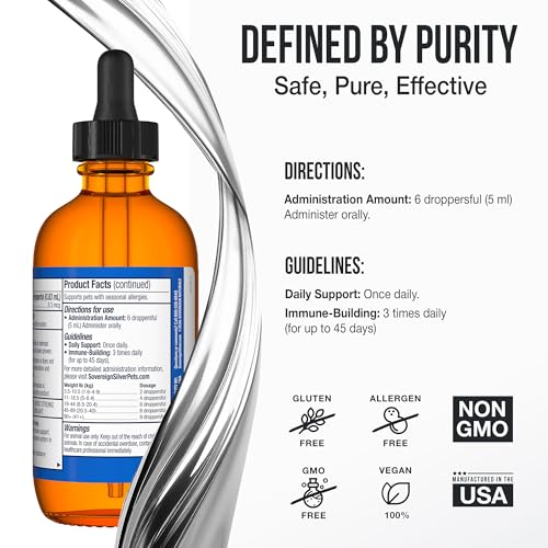 Sovereign Silver Pets Immune Support - Colloidal Silver, Bio-Active Silver Hydrosol, for Dogs and Cats 10 ppm, Liquid Drop...