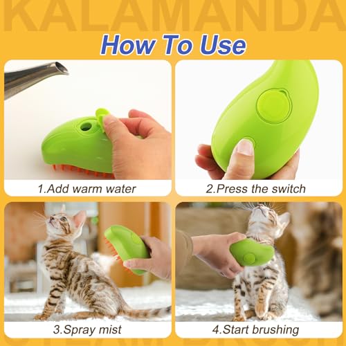 Cat Steam Brush, 3 In 1 Steamy Pet Brush, Silicone Massage Dog Hair Remover Comb, Spray Mist Grooming for Indoor Kittens (...