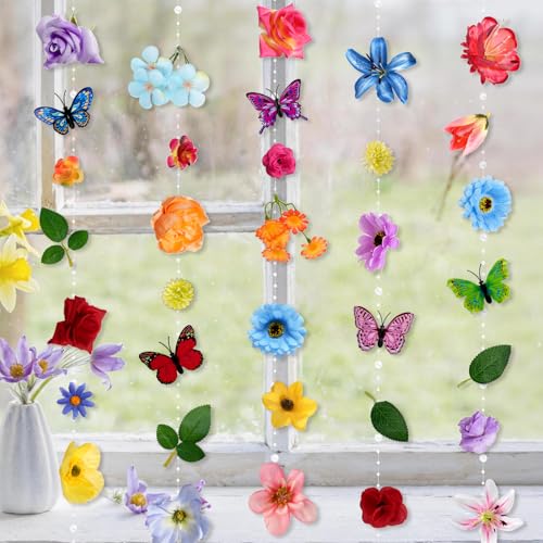 5pcs 36 ft Flower Garland Artificial Hanging Wildflower Garland Fake Silk Flower Vines Floral Garlands with Butterfly for ...