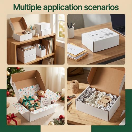 Ovlospa 9x6x3 inch Shipping Boxes 25 Pack, White Mailer Corrugated Cardboard Boxes Commerce Packaging Boxes for Storage Bo...