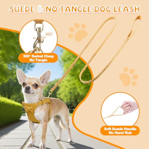 Tewiwap No Pull Small Dog Harness and Leash Set, Adjustable Puppy Harness for Extra Small XS XXS Girl Dogs, Soft Suede No ...