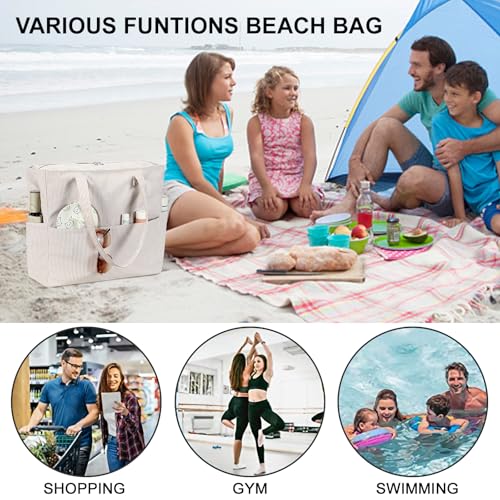 Bluboon Beach Bags for Women, Large Waterproof Tote Bag With Wet Compartment for Pool Weekender Travel Gym