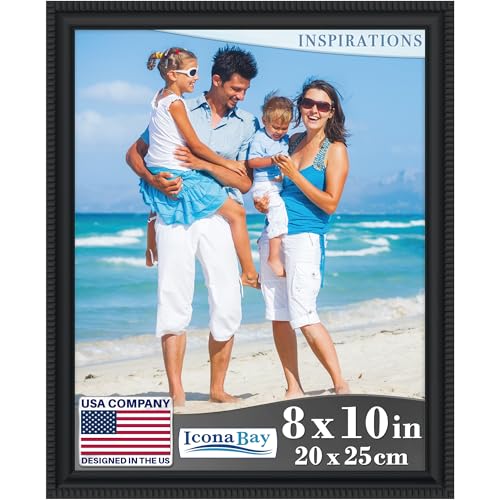 Icona Bay 8x10 Black Picture Frame Beautifully Detailed Molding, Contemporary Picture Frame Set, Wall Mount or Table Top, ...