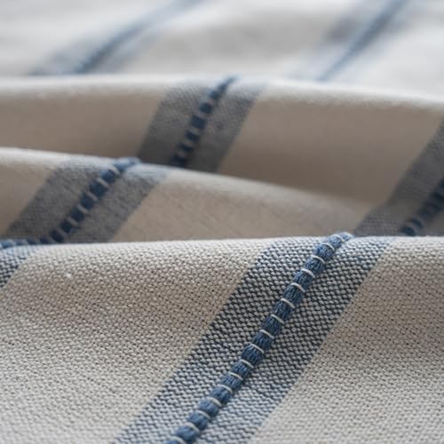 Cethom Boho Throw Pillow Covers 18x18 Set of 2, Beige and Blue Striped Decorative Pillow Cases for Couch Chair Bed, Textur...