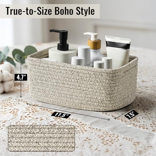 8 Pack Small Storage Baskets for Organizing, Woven Rope Bins for Bathroom, Closet, Shelf Organizer, Cute Cube Decorative B...