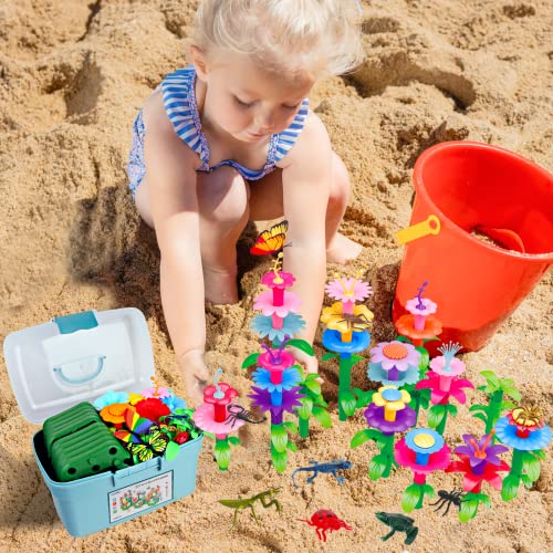 Birthday Toys Gifts for 2 3 4 5 6 Years Old Toddler Girls Boys, 156 PCS Insect Flower Garden Building Educational STEM Lea...