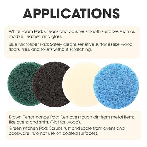 16pcs Power Scrubber Pad Set Compatible with Dremel Versa PC10 Ruby Horsepower Includes 4 Foam, 4 Kitchen, 4 Performance, ...