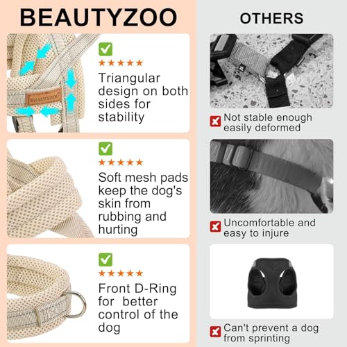 BEAUTYZOO Dog Harness No Pull, Quick Fit Dog Harness and Leash Set, Escape Proof Vest Harness with Soft Handle, Reflective...