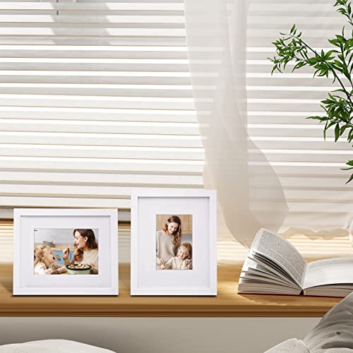 Egofine 8x10 Picture Frames Set of 4, Made of Solid Wood Covered by Plexiglass 4x6 and 5x7 with Mat or 8x10 without Mat, f...