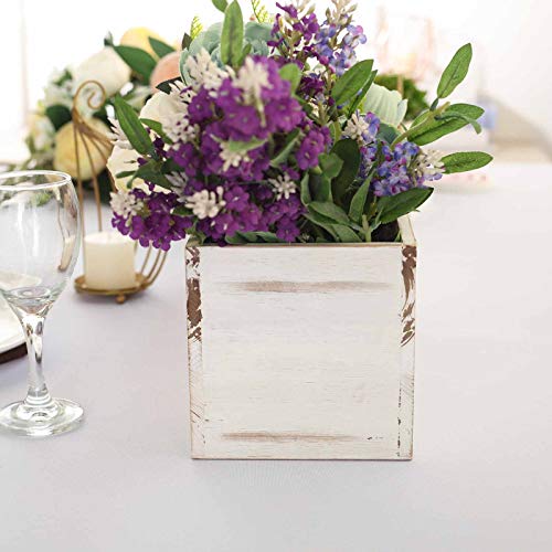 18x6-Inch Natural Whitewashed Wood Rustic Rectangular Planter Boxes Holders Centerpieces Wedding Decorations Party