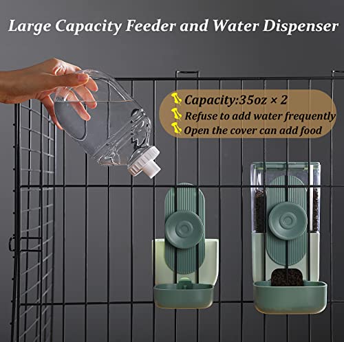 Kenond 35oz Hanging Automatic Pet Food Water Dispenser, Auto Gravity Pet Feeder and Waterer Set, Cage Cat Food Bowl Dog Fe...