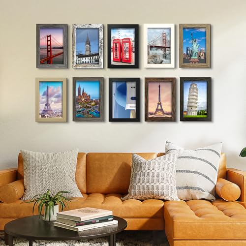 SESEAT 4x6 Picture Frame Set of 10, Wall and Tabletop Display, Mix Multi Color