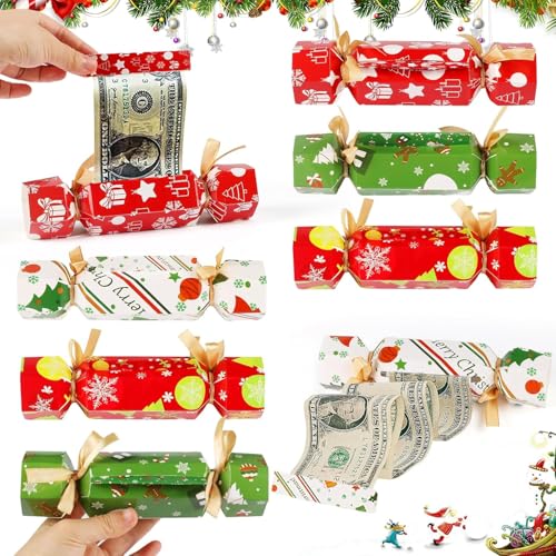 8 Pcs Christmas Surprise Money Pull Pouch Christmas Money Box for Cash Gift Pull Xmas Cash Holder for Cash for Kid Adult w...