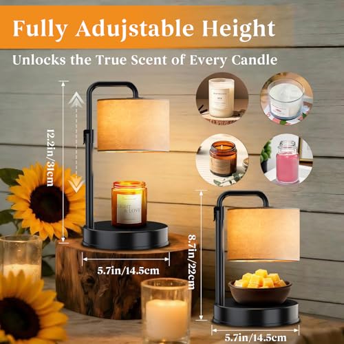 Hyrion Candle Warmer Lamp with Timer Dimmer, Adjustable Height Candle Melter with 2 Bulbs, Birthday Gifts for Women Mom, F...