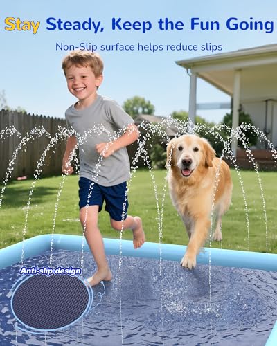 VISTOP Non-Slip Splash Pad for Kids and Dog, Thicken Sprinkler Pool Summer Outdoor Water Toys - Fun Backyard Fountain Play...