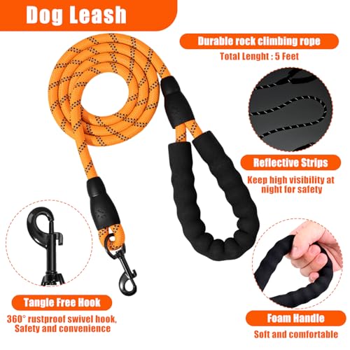 YXFDOYT No Pull Dog Harness Adjustable Collar & Leash Set - Dog Halter Harnesses Collapsible Bowls & Poop Bag Dispenser Mu...