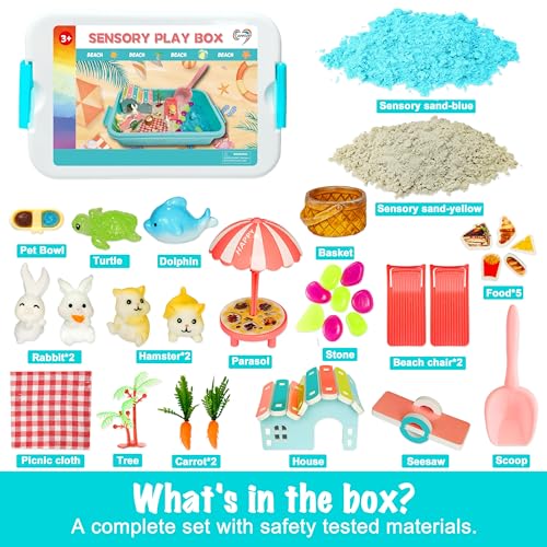 Carolart Pet Sensory Bin,Hamster and Rabbit Habitat,Animal Sensory Sand Kit for Boys and Girls, Pet Sensory Toys,Summer Be...