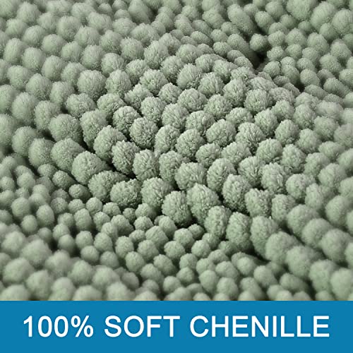 H.VERSAILTEX Sage Bathroom Rugs, Bath Mat Set of 2 Extra Thick Chenille Striped Pattern Shaggy Bath Rugs for Bath Room, No...