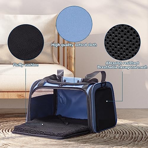 PETSFIT Pet Carrier, Dog Carrier Airline Approved, Collapsible Soft Sided TSA Approved Pet Carrier for Small and Medium Ca...