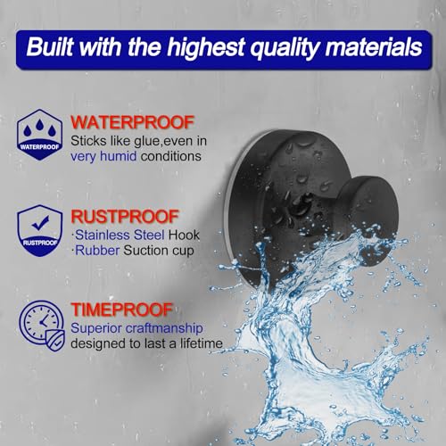 Bntuk Suction Cup Hooks for Shower, Removable Towel Hooks for Bathroom Window Glass Door Wall, Bath Robe Looafh Wreath Hoo...