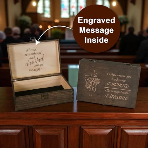 Engraved Memorial Memory Box – Wooden Keepsake Box for Loss of Loved One or Pet – Sympathy Gift – Medium Size – Dark Walnu...