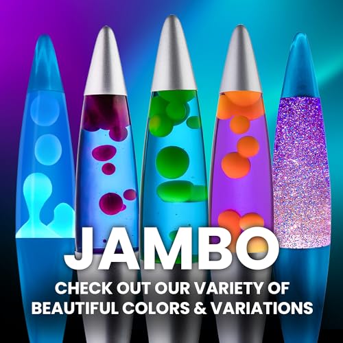JAMBO 16" Beautiful Lamp- Blue with Yellow/Green Wax, Relaxing Liquid Light, Night Light Nightlight, Home Decor Living Roo...