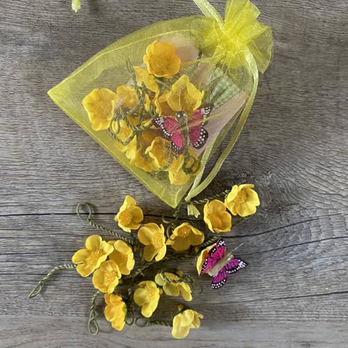 100 Count 5x7 inch Organza Gift Wrap Bags Yellow for Baby Shower,Christmas,Party Favors,Kids Birthday,Wedding,Bridal Showe...