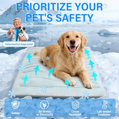 iFldnnry Dog Cooling Mat, 36"x23" Reversible Cooling Pad for Dogs Cats, Pressure Activated Pet Cooling Mat Indoor Outdoor,...