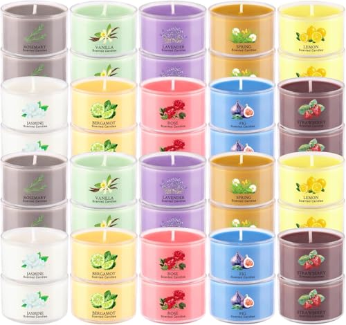 AYIQIW 40 Pack Scented Candle Set, 10 Fragrances, 35g Natural Soy Wax Candles with Smokeless Cotton Wicks, Ideal for Home ...
