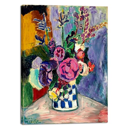 Wieco Art Canvas Prints Wall Art Still Life of Peonies in a Vase 1907 by Henri Matisse Abstract Canvas Art Print for Wall ...
